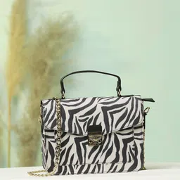 DressBerry Black Printed Swagger Satchel with Tasselled-picture-27