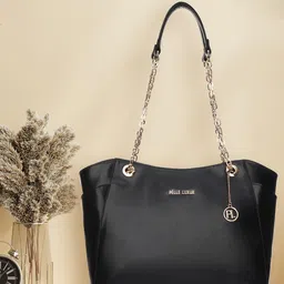 PELLE LUXUR Women Black Leather Structured Shoulder Bag-picture-17