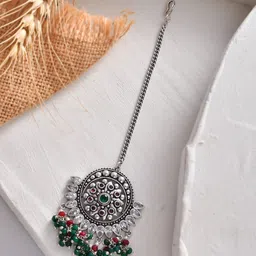 Voylla Silver-Plated Artificial Stones Studded Head Jewellery image 1