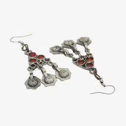 Moedbuille Sliver-Plated Stone-Studded Meenakari Afghan Tribal Design Jewellery Set image 5
