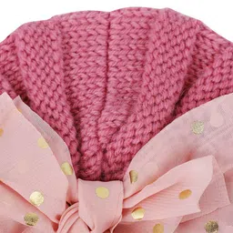 Baby Moo Kids Set of 2 Woollen Beanie With Bow Embellished image 4