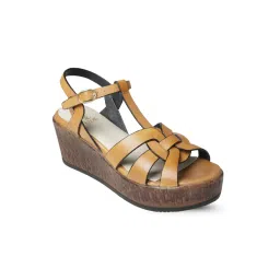 EZOK W-1006 Lightweight Comfort Yellow Sandal Heels image 1