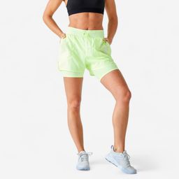 domyos Women's 2-in-1 Fitness Cardio Shorts - Yellow-picture-7