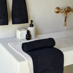 H&M Set of 2 Black Solid Cotton Terry Guest Towels-picture-35