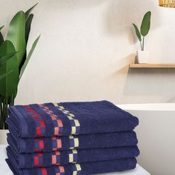 BIANCA Navy Blue Pack Of 4 450 GSM Mercerized Combed Cotton Towels-picture-41