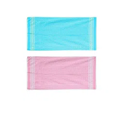 Kuber Industries Set Of 4 Pink & Blue Dot Printed Bath Towels image 2