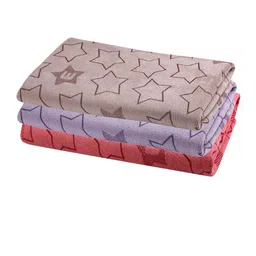 FABINALIV Kids Red & Violet 3 Pieces 350 GSM Printed Cotton Bath Towels image 4