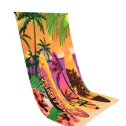 Yellow Bee Boys Orange & Green Beach Theme Printed 250 GSM Bath Towels image 2