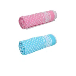 Kuber Industries Set Of 4 Pink & Blue Dot Printed Bath Towels image 5
