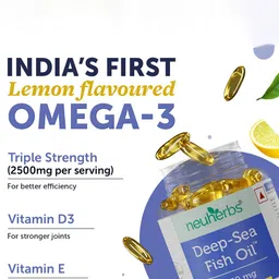 Neuherbs Deep Sea Fish Oil Lemon Flavoured Softgels - 60 Softgels image 3