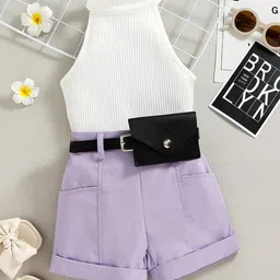 INCLUD Girls Halter Neck Top With Shorts & Belt-picture-32