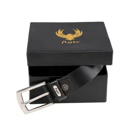 Flyer Men Black Textured Leather Formal Belt-image-53
