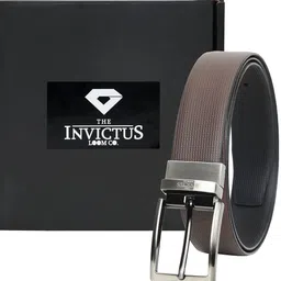 INVICTUS Men Textured Leather Reversible Formal Belt image 2