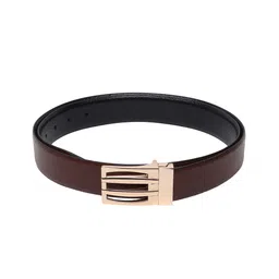 Teakwood Leathers Men Brown & Black Textured Leather Reversible Formal Belt image 2