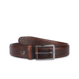 The Roadster Lifestyle Co. Men Formal Checked Leather Belt image 3