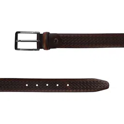 The Roadster Lifestyle Co. Men Formal Checked Leather Belt image 4