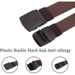The Roadster Lifestyle Co. Men Brown & Grey Set Of 2 Textured Canvas Belts image 4