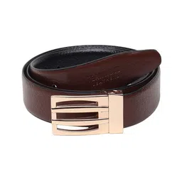 Teakwood Leathers Men Brown & Black Textured Leather Reversible Formal Belt image 4