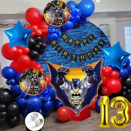 giftzadda Solid Batman Theme Balloon Decoration Kit for Kids Boy 13th Happy Birthday Party Decor Balloon-picture-12