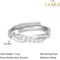 clara Twist Sterling Silver Cubic Zirconia Rhodium Plated Ring image 4