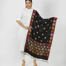 baisa Polka Print Pure Wool Women Black Stole-picture-10