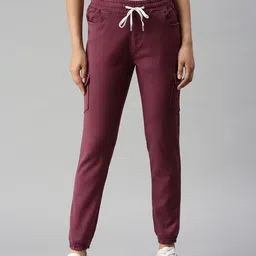 SHOWOFF Women Lavender Jogger High-Rise Low Distress Cuffed Hem Stretchable Jeans-picture-40