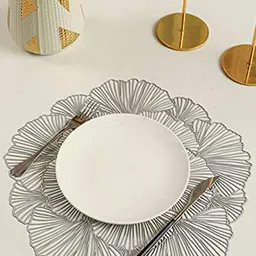 Dakshya Industries Silver 2-Pieces Round Table Placemats image 2