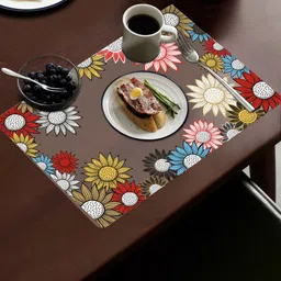 Dakshya Industries Blossom Brown & White 3 Pieces Printed Waterproof Table Placemats image 2