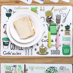 YELONA White & Green 8Pcs Printed Rectangular Table Placemats image 4