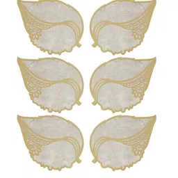 eyda Beige 6 Pieces Leaf Design Table Placemats image 3