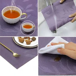 YELONA Purple 4 Pieces Floral Printed Rectangular Table Placemats image 4