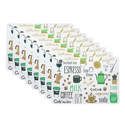 YELONA White & Green 8Pcs Printed Rectangular Table Placemats image 3