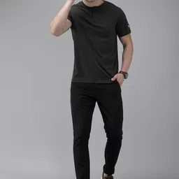 fubar Men Slim Fit Black Cotton Blend Trousers image 4