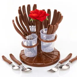 sorath Stylish Cutlery Set for Dining Table - Stainless Steel 24 Piece with Stand Stainless Steel, Plastic Cutlery Set-picture-10