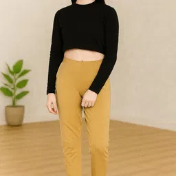 dollar missy Women Straight Fit Beige Cotton Blend Trousers image 5