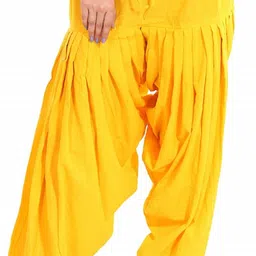 srisaras Cotton Linen Blend Solid Women ["Yellow"] Salwar-picture-11