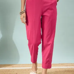 robolox Women Regular Fit Pink Pure Cotton Trousers-picture-23