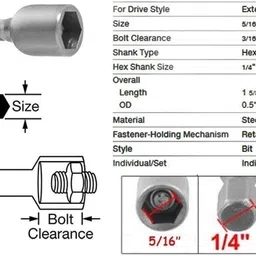 reioent QUALITY Magnetic Power 8mm 5/16 Socket Adapter Drill Bit Nut Driver Set 1/4 inch Socket Set image 2