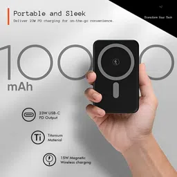 hanfook 10000 mAh 30 W Wired & Wireless With MagSafe Ultra Slim Pocket Size Power Bank image 3