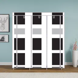 mezire 3 door 12 Rack Print PP Collapsible Wardrobe image 3
