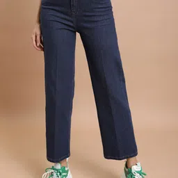 tokyo talkies Women Flared Mid Rise Dark Blue Jeans-picture-28