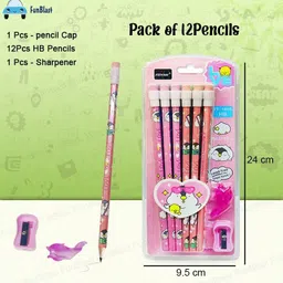 funblast Stylish Pencils with Sharpener & Eraser - Writing Drawing Tool for Kids, Shading Pencil image 2