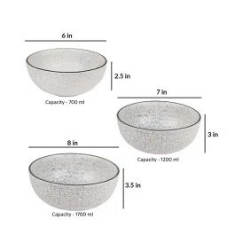 White Matt (Set of 3) Ceramic Serving Bowl by VarEesha image 3
