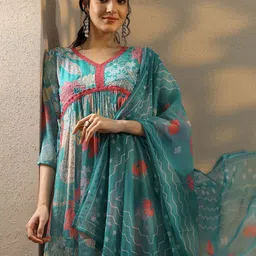 libas Women Chiffon Kurta Palazzo Dupatta Set image 1