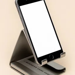 PrintPulse Premium Metal Phone Stand with Built-In Business Card Holder for Office Desks Mobile Holder image 2