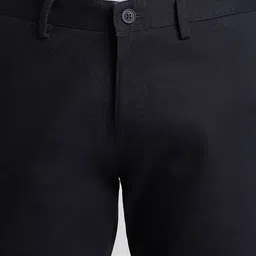 peter england Men Slim Fit Black Cotton Blend Trousers image 4