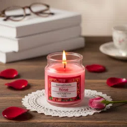 Rose Cookie Scented Jar Candle-Soothing Fragrance in a Stylish Glass Jar Candle-image-95