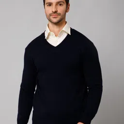 cantabil Men Solid V Neck Reversible Maroon Sweater image 5