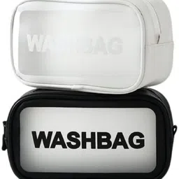 Women White, Black Cosmetic Bag-image-0