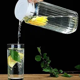 mdnsho Premium Juice and Water Jug Glass Set of 7 Combo(6 Glass 270ml and 1 Jug 1.1L) Jug Glass Set image 3